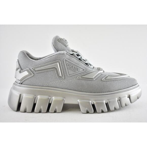 Prada Monolith Evolution Thunder Lug Sole Silver Platform Flat Low Sneaker 38 - Picture 3 of 12